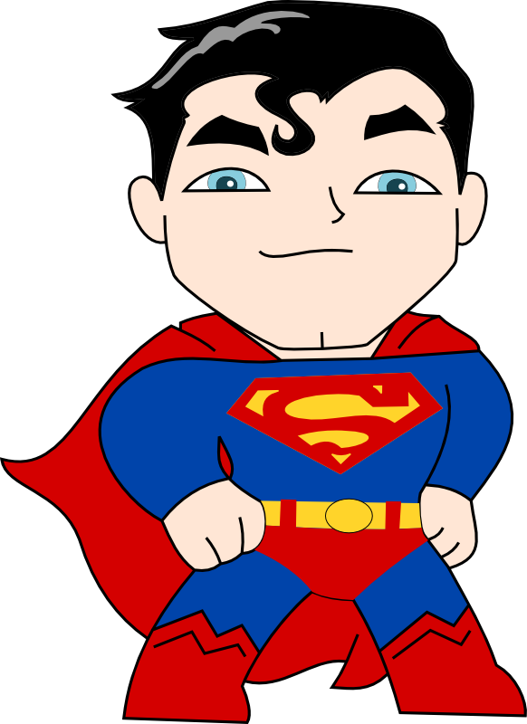 Superhero Cutouts, Superhero Cake, Superhero Birthday - Superman Chibi (582x800), Png Download