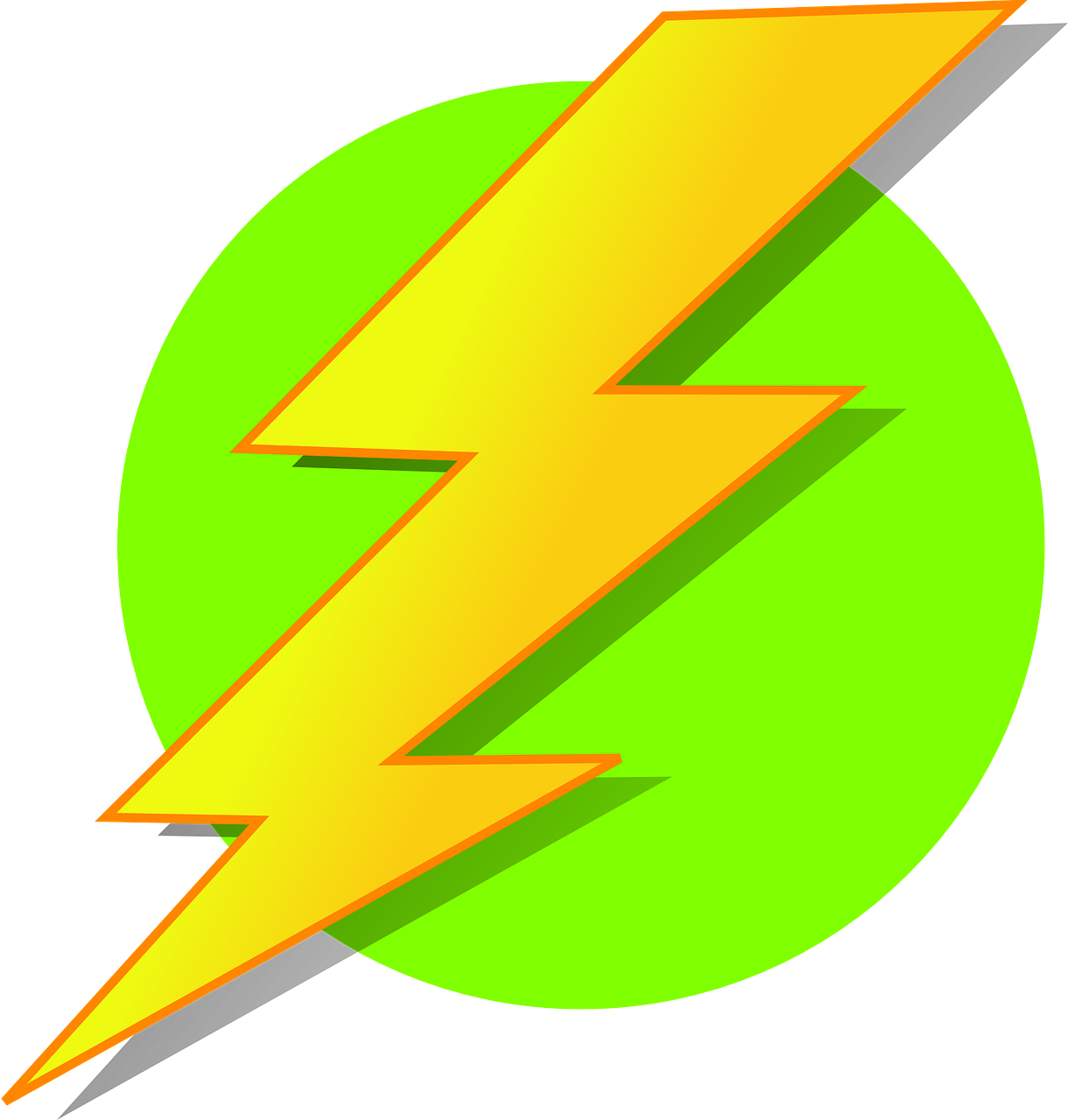 Lightening Clipart Yellow - Lightning Bolt Green Circle (570x598), Png Download