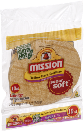 Mission Yellow Corn Tortillas, Super Size - 10 Count, (600x600), Png Download