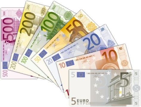 Euro Banknotes - Euro Bankovky A Mince (479x366), Png Download