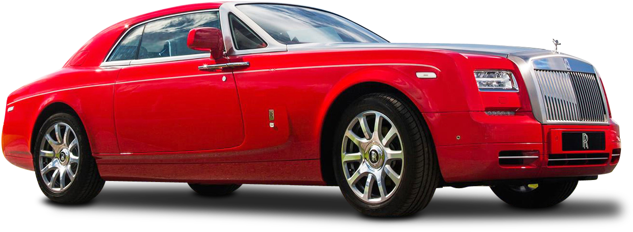 Red Rolls Royce Phantom Coupe Car Png Image - Phantom All Red Inside All White (1303x527), Png Download