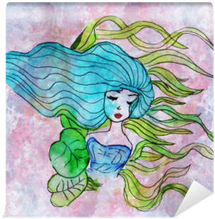 Watercolor Illustration Of A Girl With Colorful Hair - Watercolor Painting (400x400), Png Download