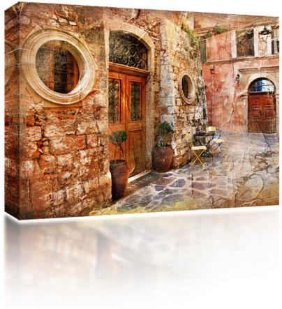 Vintage Greek Doorstep - Poster: Maugli-l's Old Pictorial Greek Streets - Vintage (500x500), Png Download