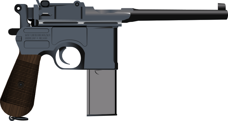 Royalty-free Clipart Illustration Of A Black And White - Mauser C96 (800x425), Png Download