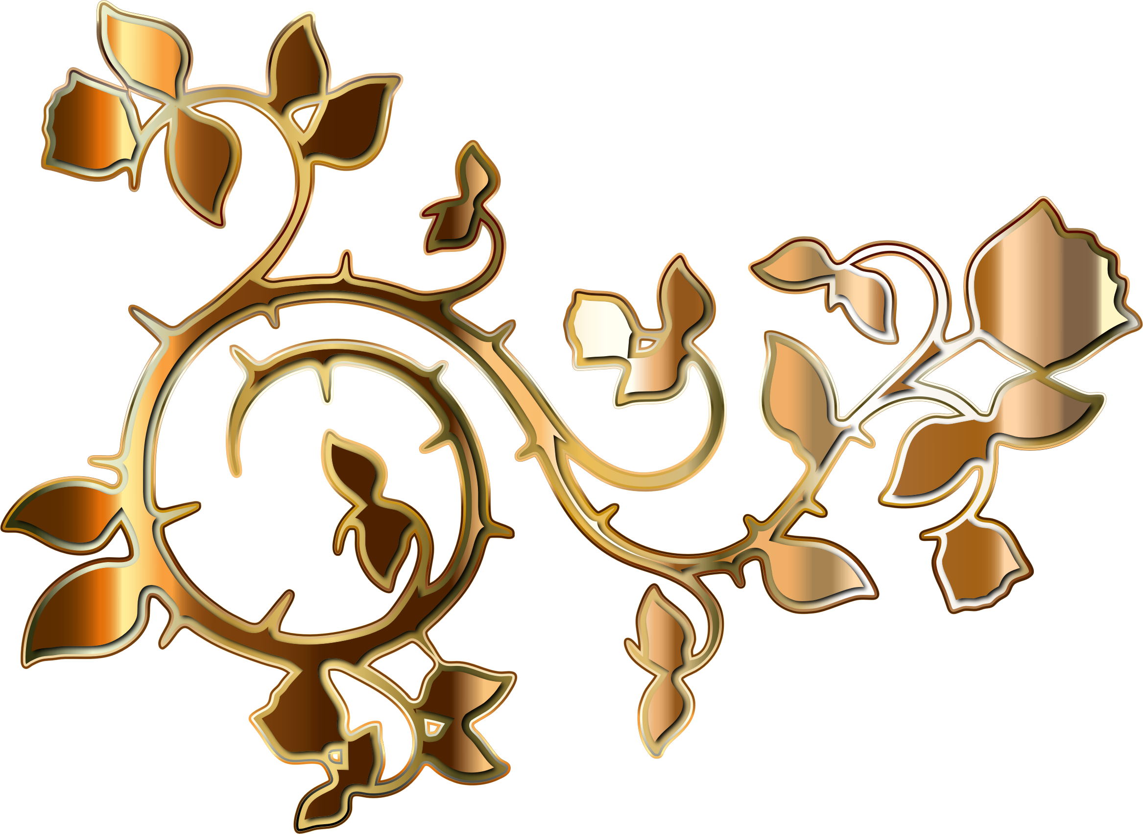 This Free Icons Png Design Of Gold Roses And Vines (2334x1702), Png Download