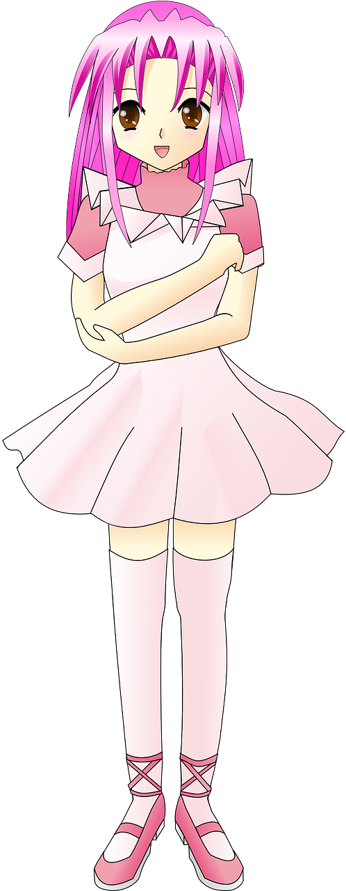 Anime Clipart Woman Png - Pink Hair Girl Clipart (640x1280), Png Download