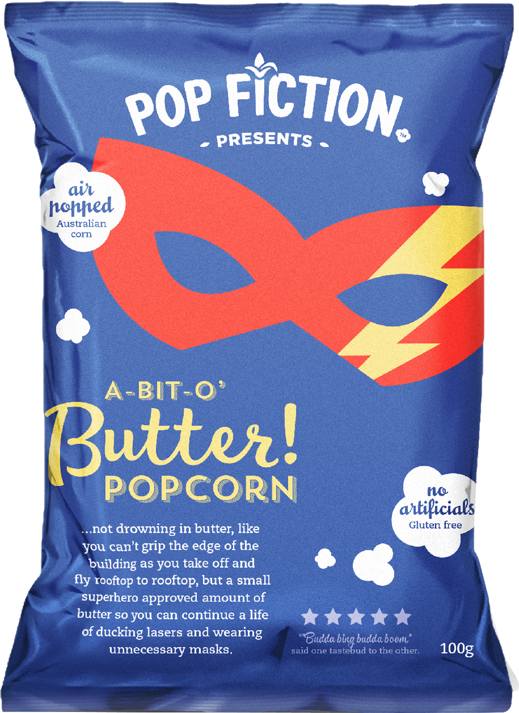 Pop Fiction Butter Popcorn 100g - Popcorn (1600x2000), Png Download