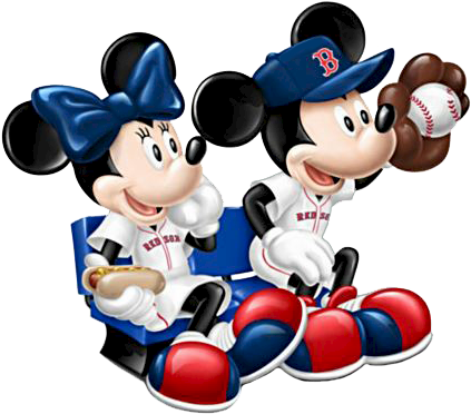 Mickey & Minnie Sports Clipart - Boston Red Sox Mickey Mouse (432x382), Png Download