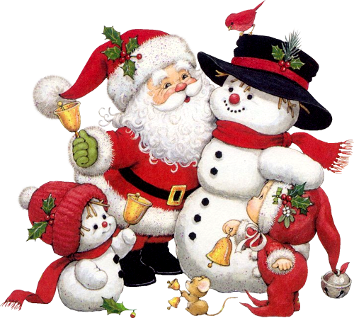 Snowman And Santa Png (500x449), Png Download