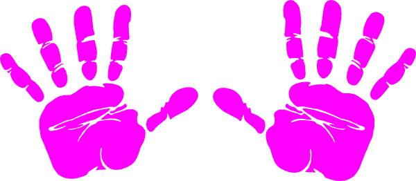 Fushsia Hand Print - Hand Print Clip Art (600x262), Png Download