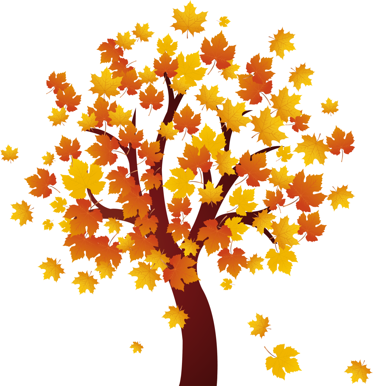 Landscape Vector Autumn - Fall Tree Clipart Png (1236x1280), Png Download