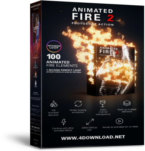 Graphicriver Animated Fire 2 Photoshop Action 4download - Adobe Photoshop (600x600), Png Download