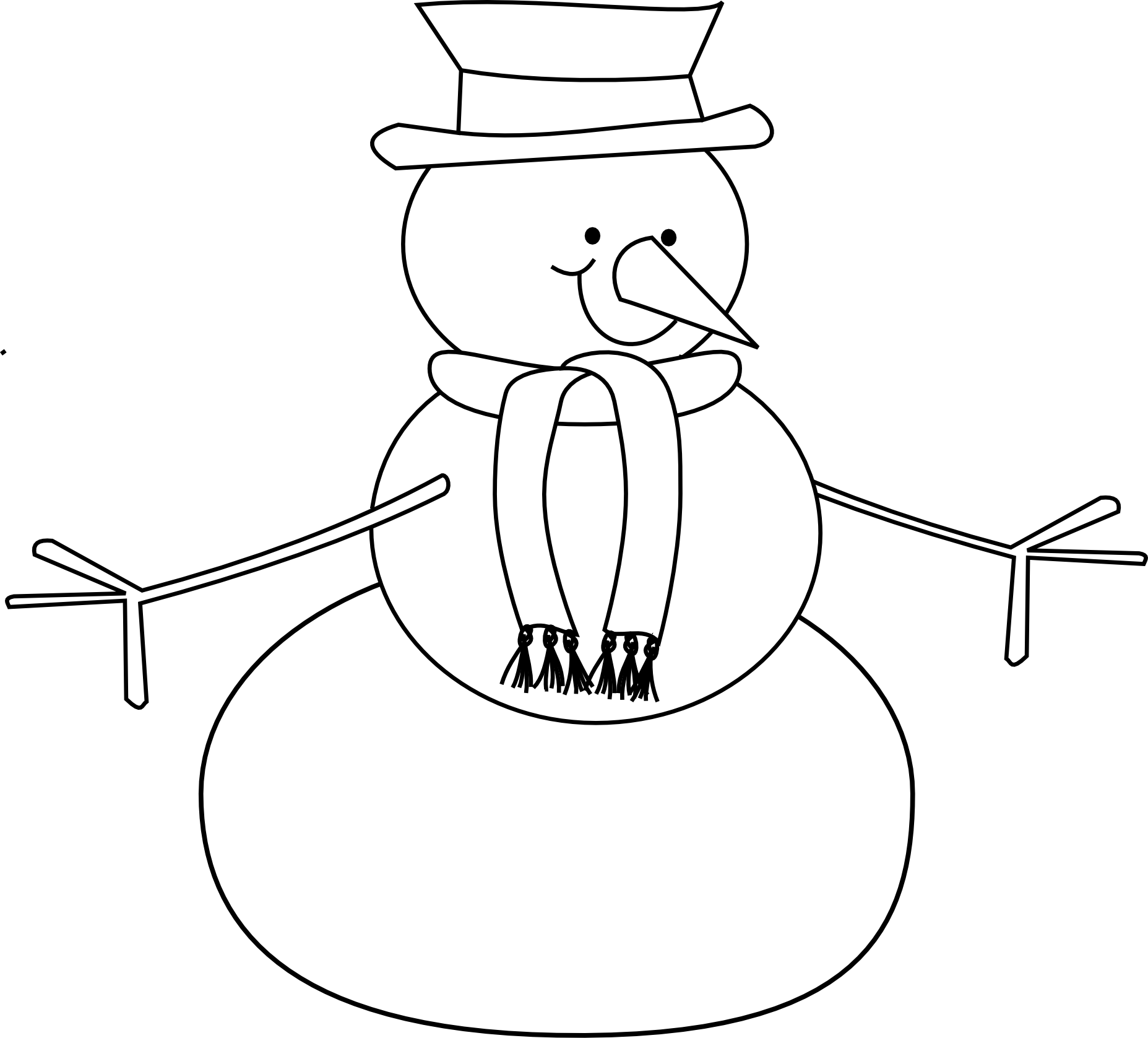 Snowman 1,855×1,676 Pixels - Snowman Black And White Clip Art (1855x1676), Png Download