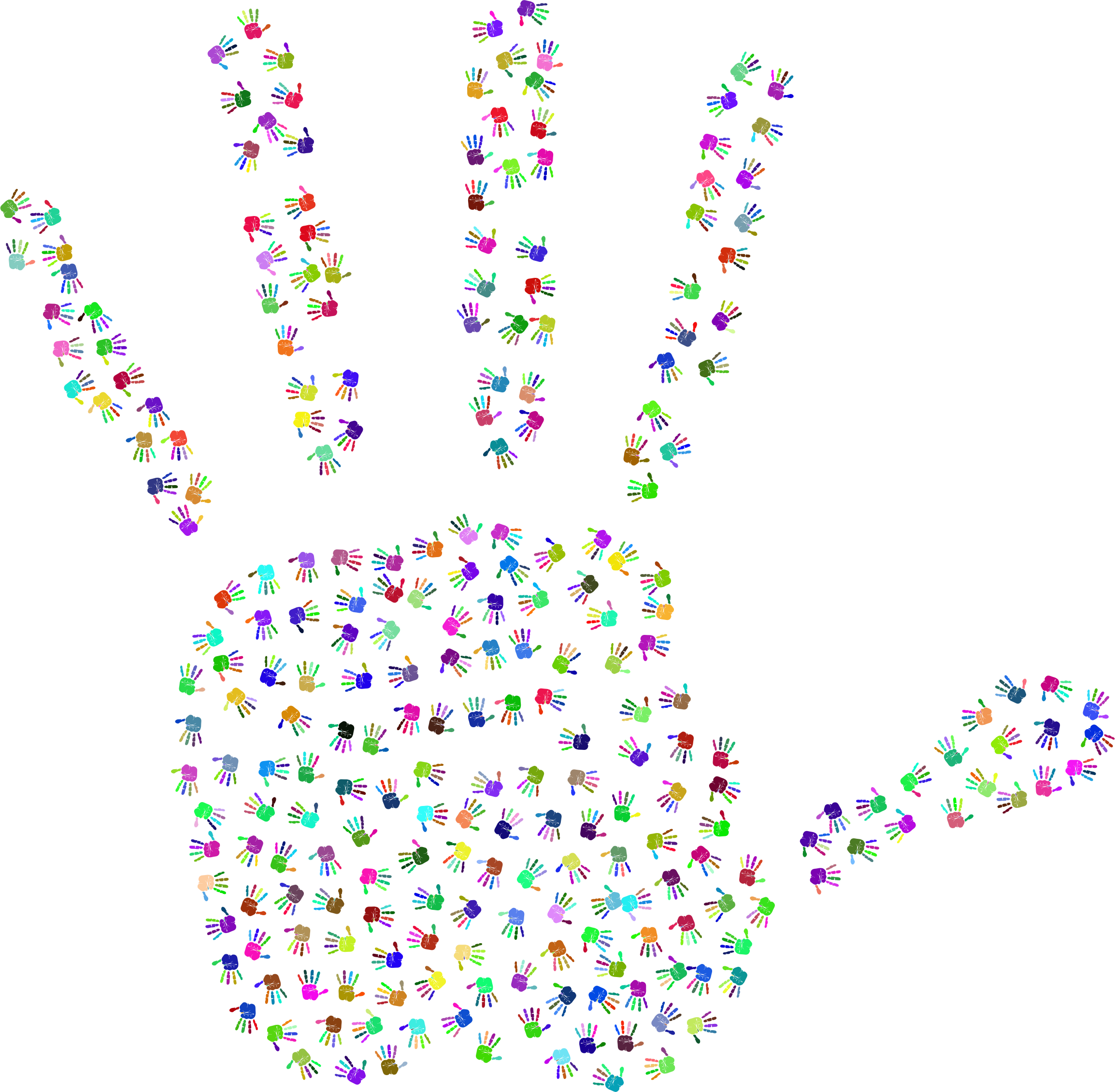 Handprint Clipart Transparent - Mains Colorées Png (2308x2260), Png Download