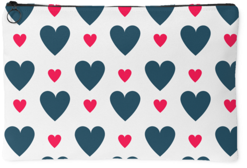 Blue And Pink Hearts Accessory Pouch - Heart (600x600), Png Download