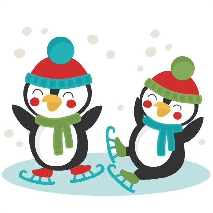 Penguins Ice Skating Svg Scrapbook Cut File Cute Clipart - Clip Art Penguins Ice Skating (432x432), Png Download