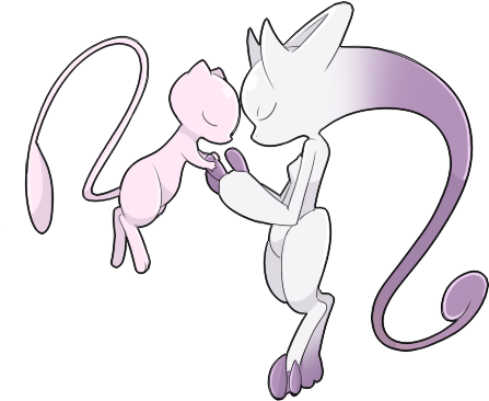 Image Result For Pokemon Art Mew Mewtwo Mew And Mewtwo, - Mew Y Mewtwo Png (500x450), Png Download