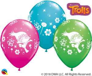 11" Trolls Poppy Assort 25ct - Balloon (300x400), Png Download