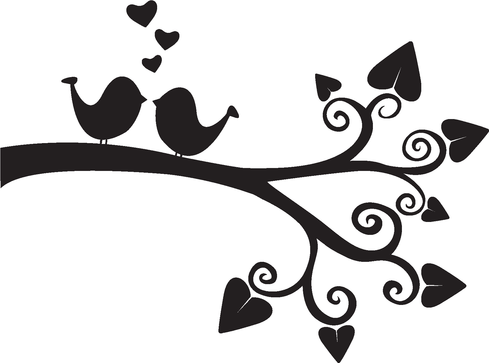 Birds On Branch With Hearts - Clip Art (1875x1875), Png Download