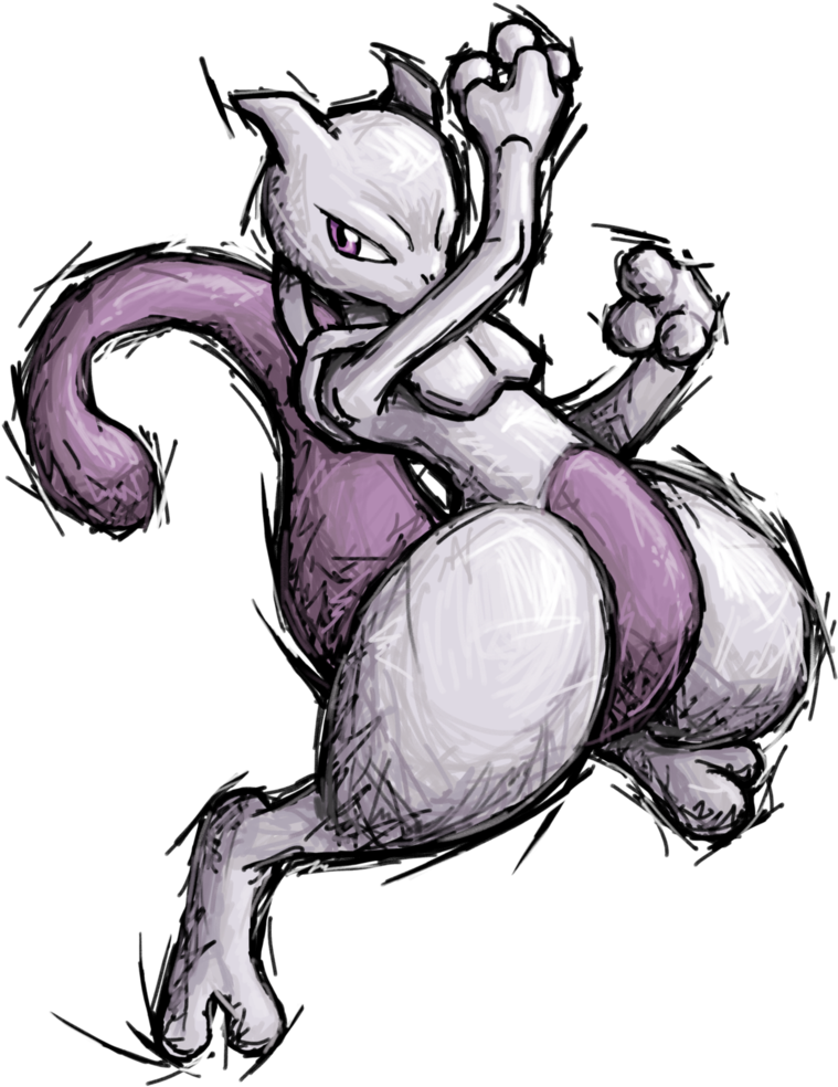 Mewtwo By Tails1000 On Deviantart - Mewtwo Smash Fan Art (780x1023), Png Download