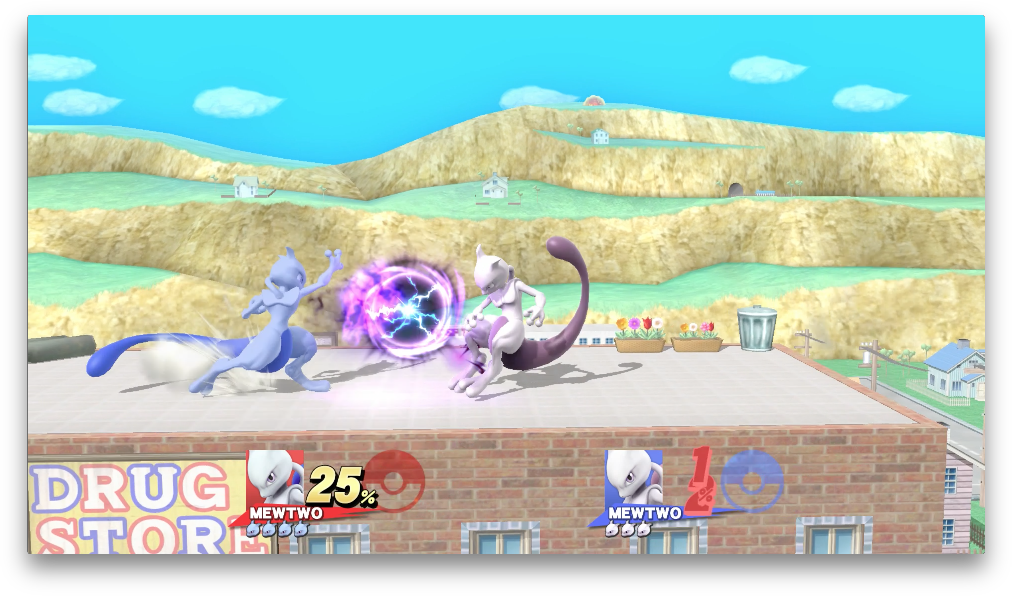 Hands-on With Mewtwo, Super Smash Bros' First Downloadable - Cartoon (3584x2116), Png Download