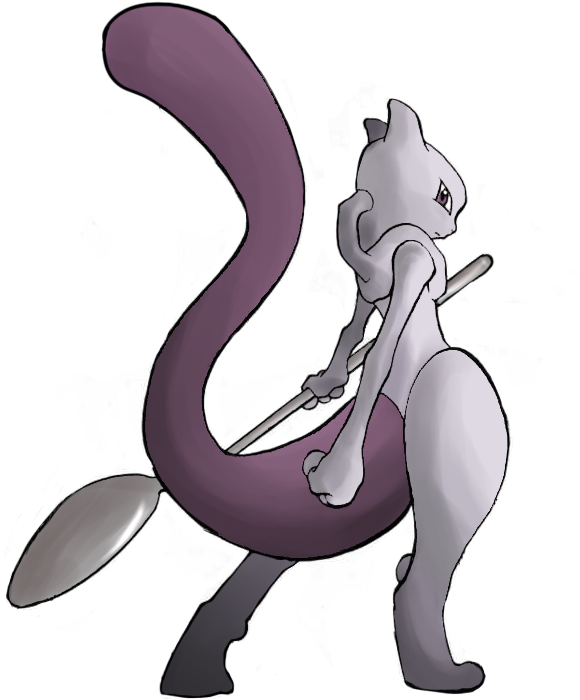 I Think I Would Rather Catch This One - Mewtwo With Spoon Png (622x795), Png Download