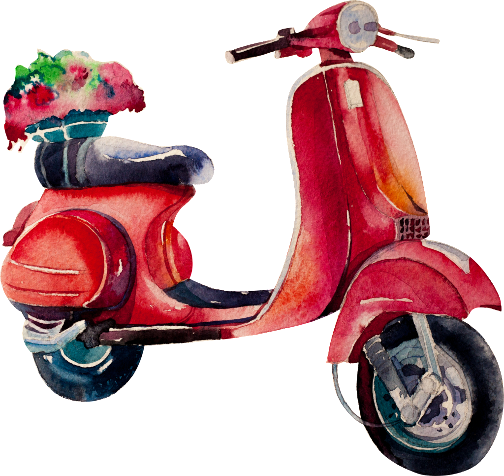 Red Motorcycle Watercolor Vehicle Transparent - La Dolce Vita Flayer (1024x966), Png Download