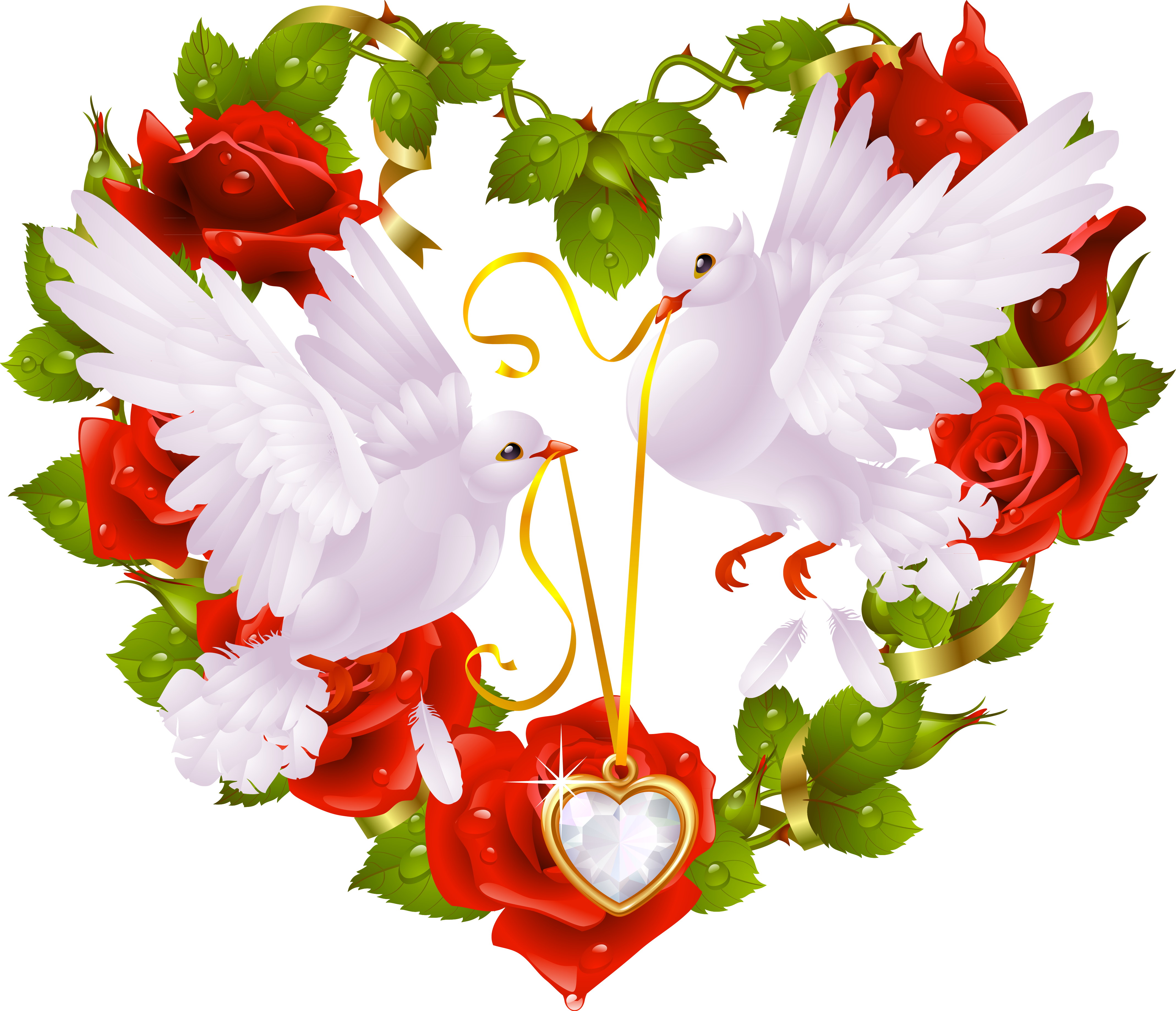Doves With Heart Clipart - Wedding Doves Png (4274x3676), Png Download