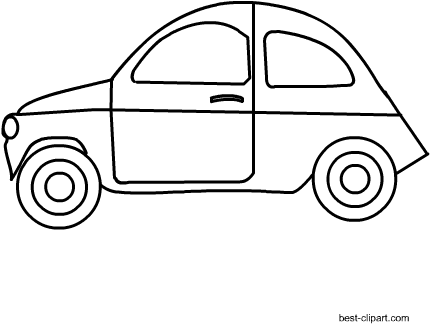 Free Black And White Car Clip Art - Fiat 500 (450x450), Png Download