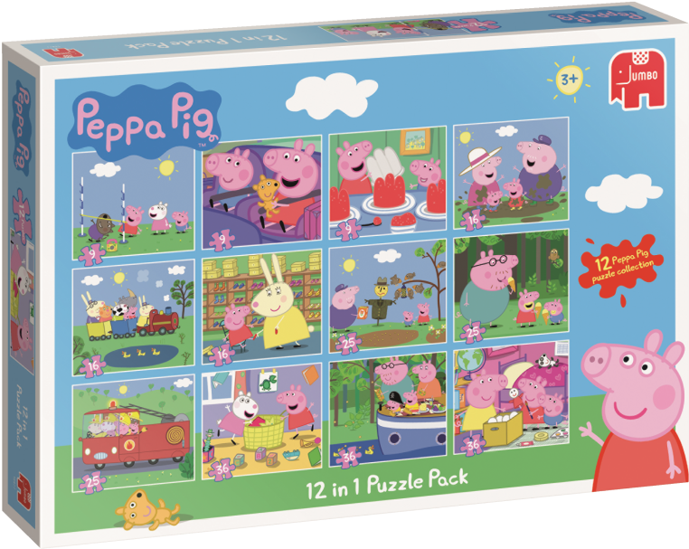 Peppa Pig 12in1 Puzzle Pack (800x800), Png Download