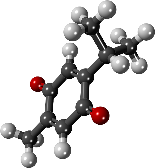 File - Thymoquinone - 3d - Ball And Stick Model (684x746), Png Download