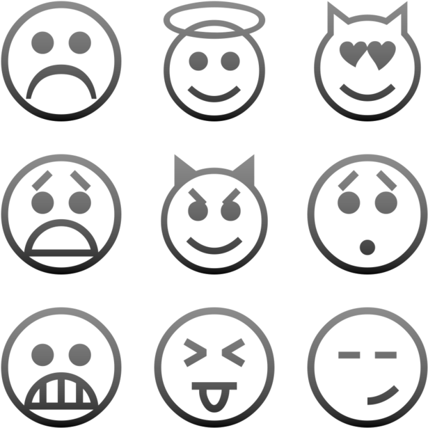 Classic Emoticons Icon In Style Simple Black Gradient (660x660), Png Download