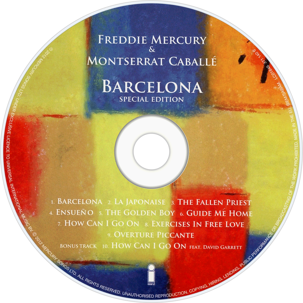 Freddie Mercury Barcelona Cd Disc Image (1000x1000), Png Download