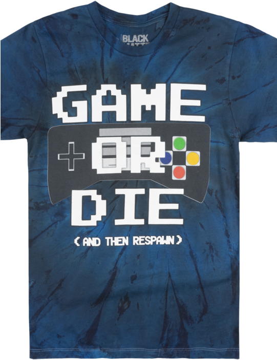 Game Or Die Then Respawn T-shirt Mens Tie Dye Navy (540x720), Png Download