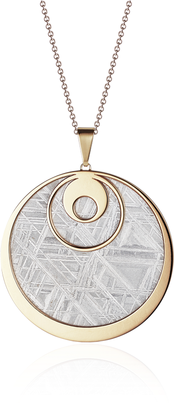 Meteorite Crop Circle Droplet Pendant In Yellow Gold (1000x1000), Png Download