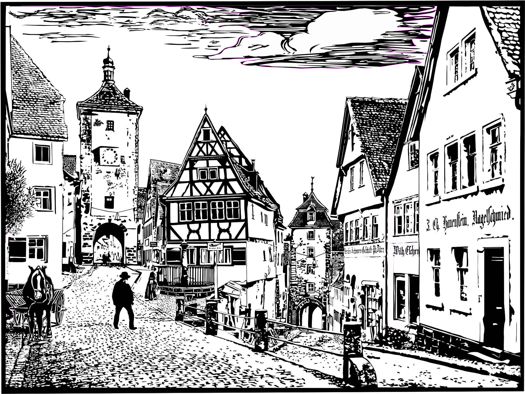 This Free Icons Png Design Of Cityscape Of Rothenburg, (2400x1698), Png Download