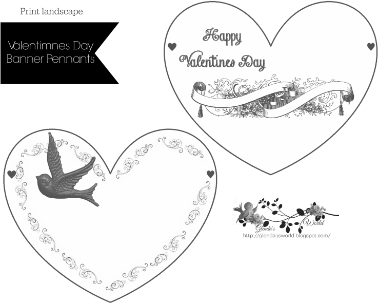 Valentine Heart Banner Pennants (750x600), Png Download