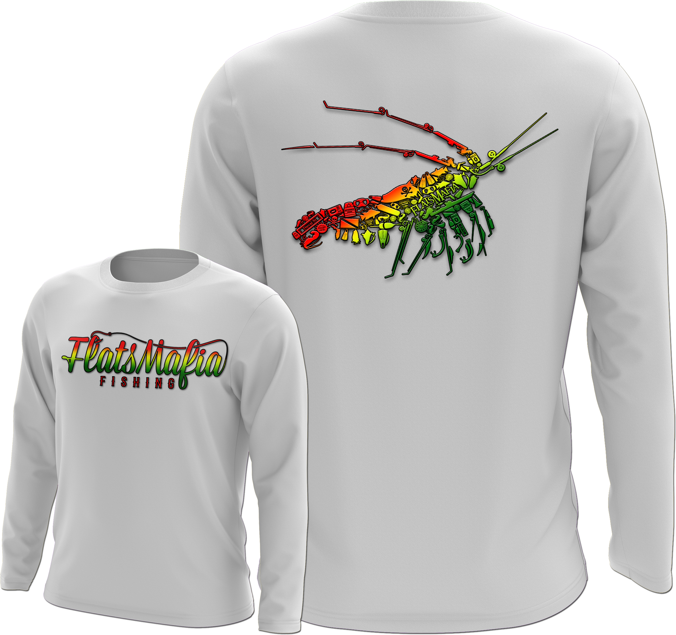 Rasta Lobster Grey Long Sleeve Dri-fit (2776x2454), Png Download