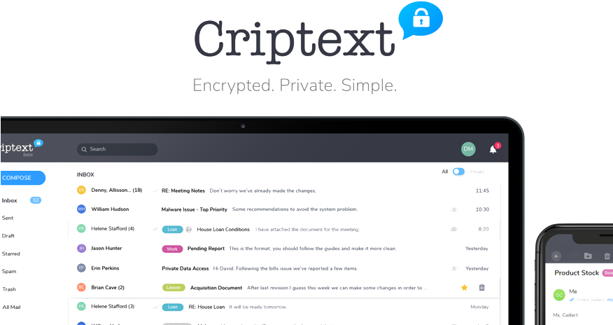 Criptext Launching Beta Of Encrypted Email Service (875x485), Png Download