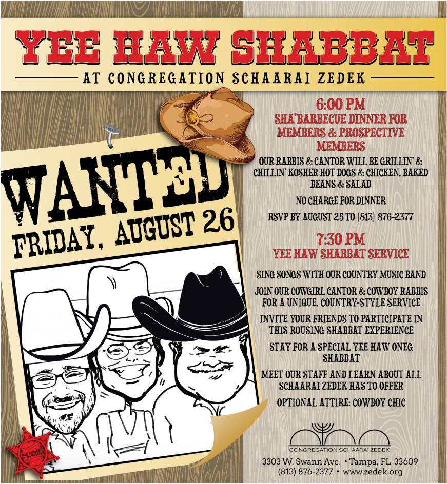 Schaarai Zedek Yee Haw Shabbat Service (990x1004), Png Download