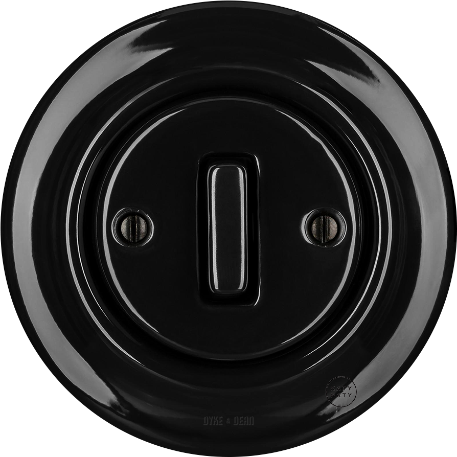 Porcelain Wall Switch Black Slim Button (900x900), Png Download