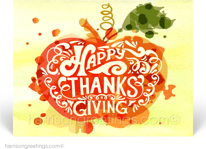 Retro Watercolor Thanksgiving Postcards (810x648), Png Download