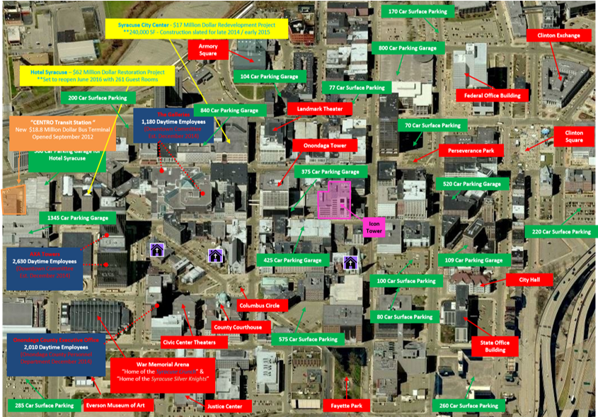 Icon Tower Syracuse Downtown Aerial (1200x600), Png Download