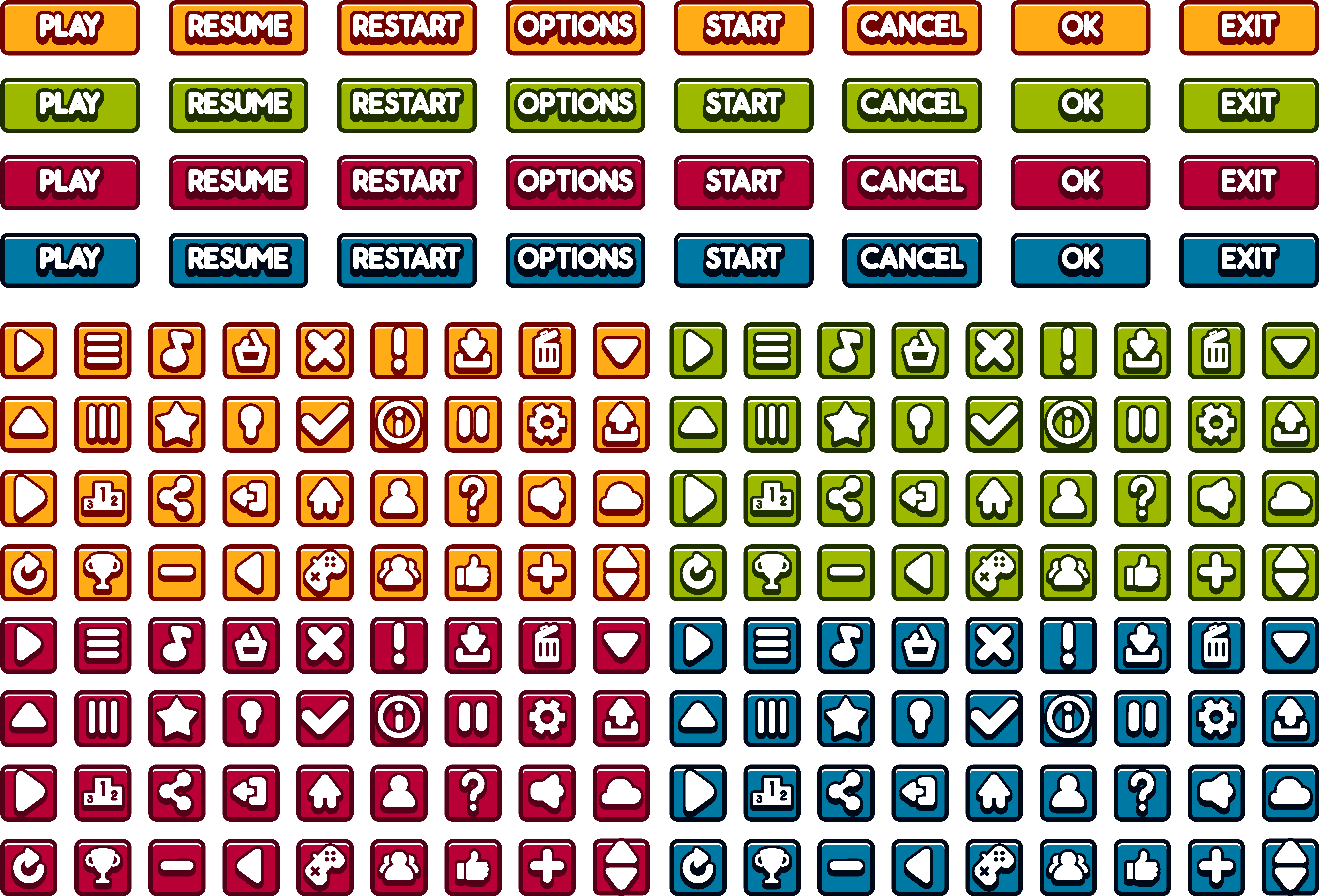 Game Gui Buttons (8000x5653), Png Download