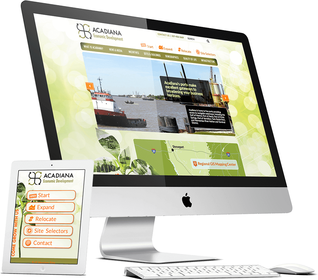 Acadiana Economic Development Mockup With Desktop And (1136x1066), Png Download