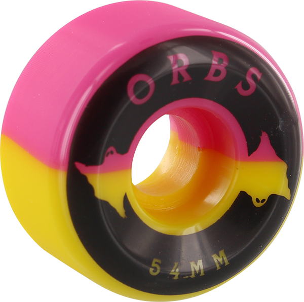 Orbs Specters 54mm 99a Pink/yellow W/black Wheels Set (600x596), Png Download