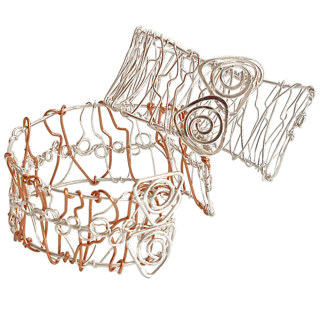 Two Wire Jewellery Bangle Cuffs In Gold And Silver (633x633), Png Download