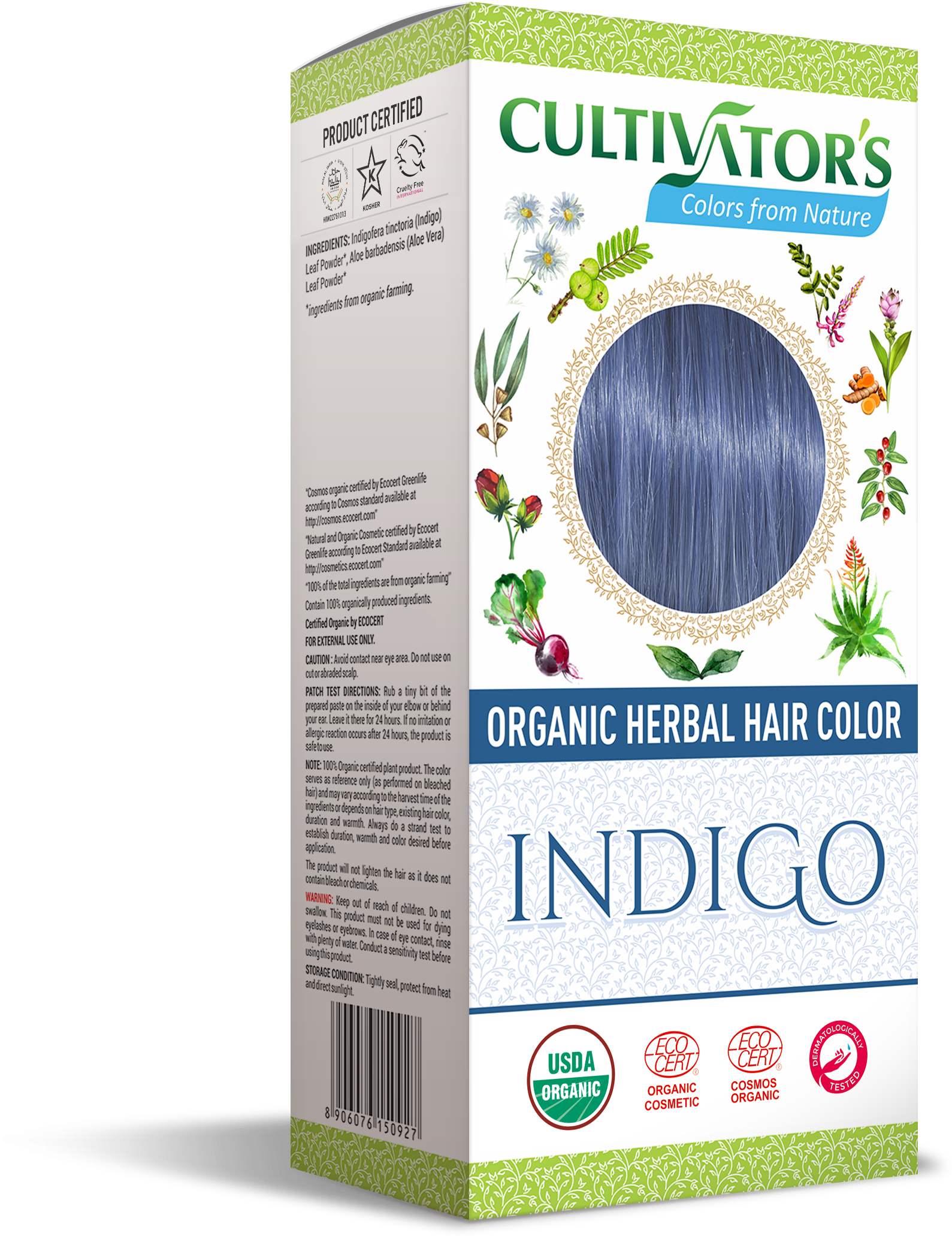 Indigo Organic Herbal Organic Herbal Hair Color Indigofera (1758x2177), Png Download