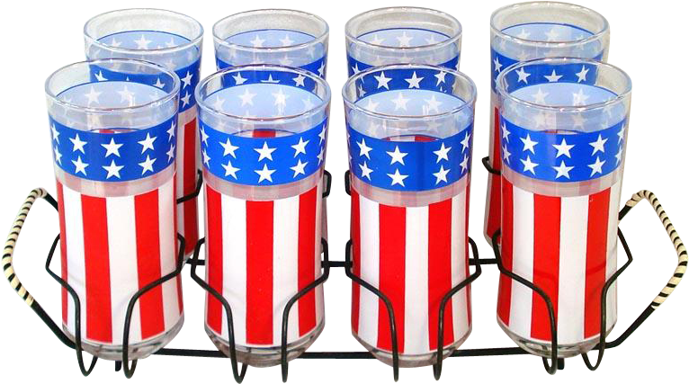 A Set Of Eight Glass Tumblers In A Wire Carry Caddy, (765x765), Png Download