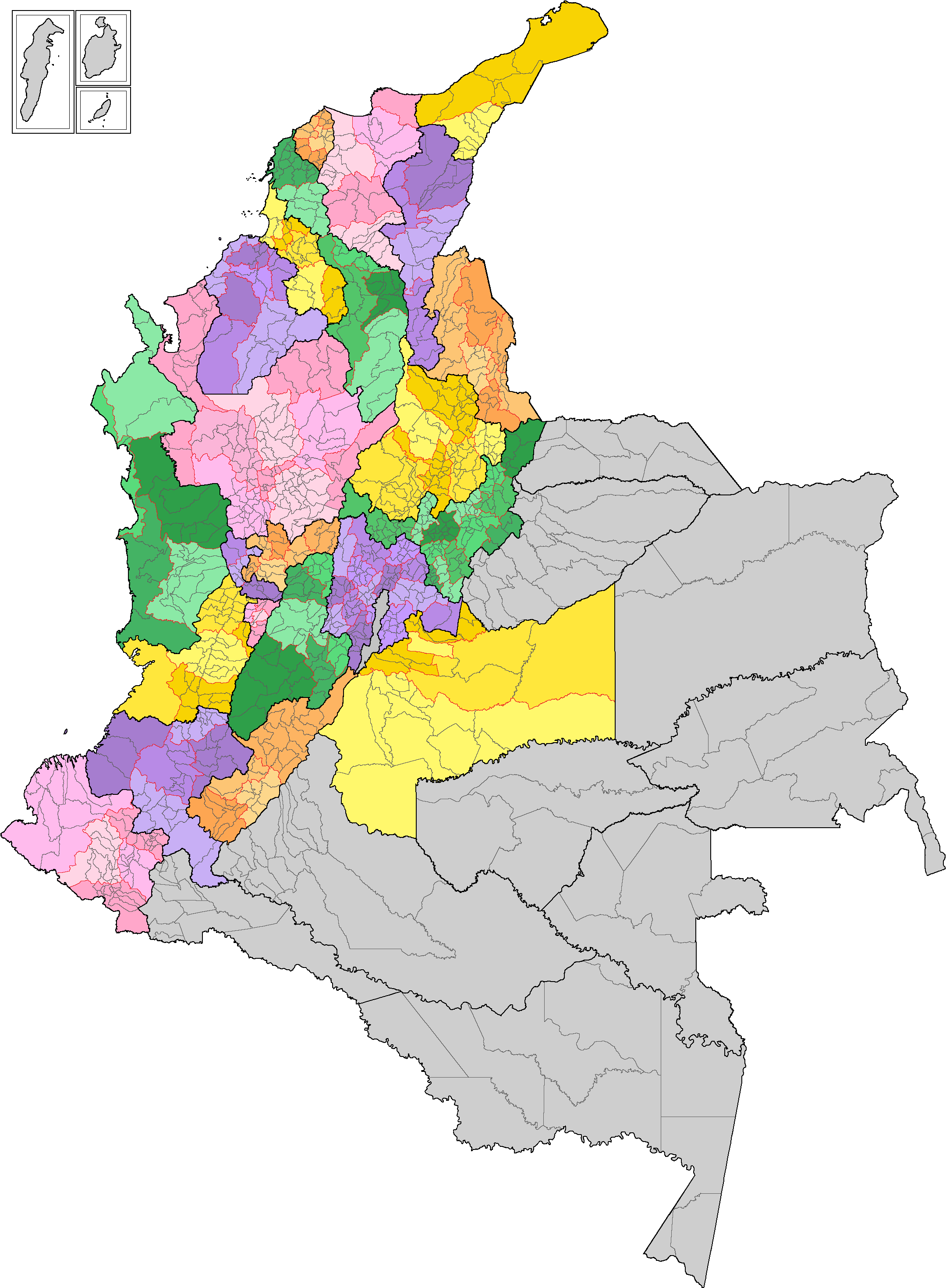 Mapa De Colombia (2166x2945), Png Download